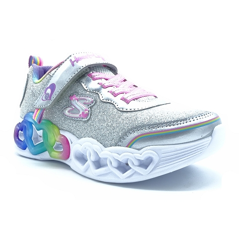 Skechers basket mode infinite heart lights argent